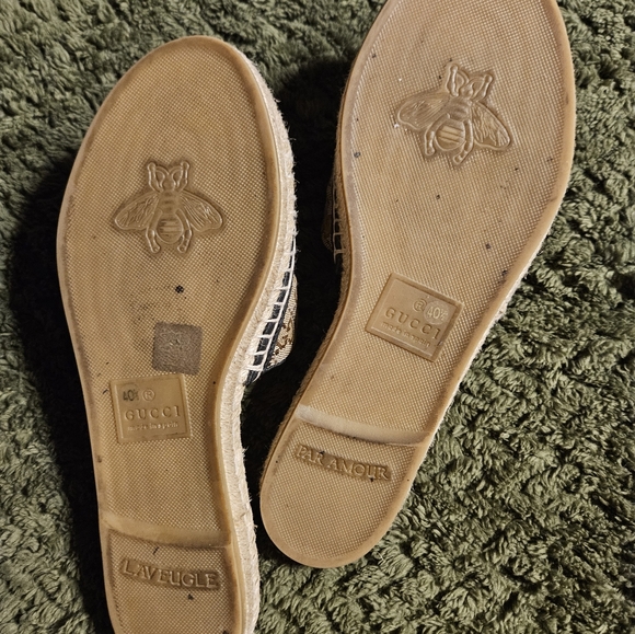 WOMEN'S GG MATELASSÉ CANVAS ESPADRILLE SANDAL RUBBER SOLE 10.5 - Picture 5 of 7
